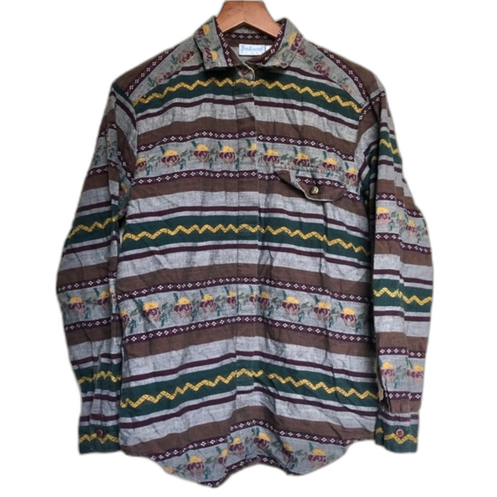 Backroad Blues Vintage Aztec Outdoor Button-Up Shirt Size Small Casual